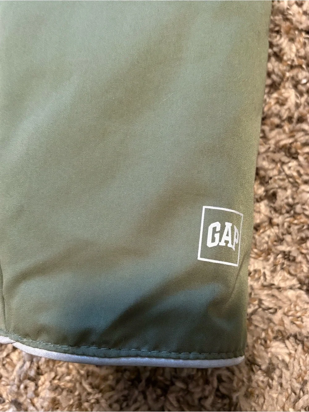 GAP Olive Green Hooded Puffer Jacket with Faux Fur Trim